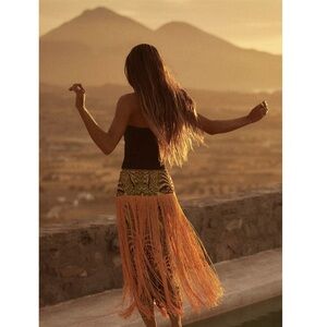 FARM Rio Pineapple Tapestry Fringe Midi Skirt Size Medium NWT